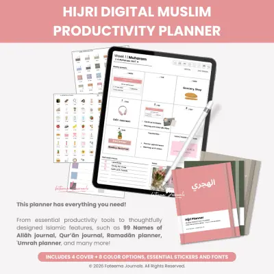 Semi Undated Hijri Digital Muslim Planner - Digital planner preview