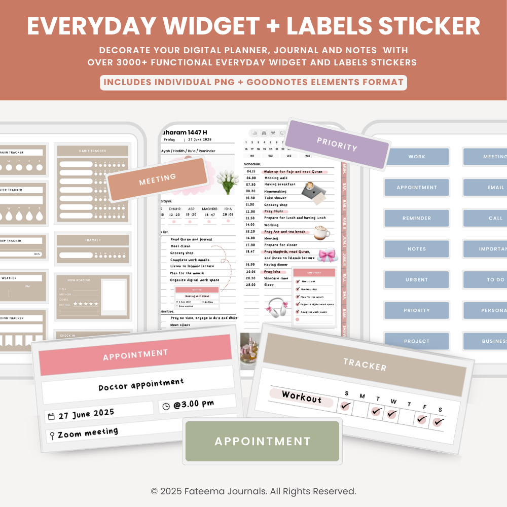 Everyday Widget + Labels Sticker - Digital planner preview